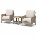 Salon de jardin 3 pièces beige, écru et marron clair avec 2 fauteuils 72 × 75 × 85 cm et table 50 × 50 × 55 cm