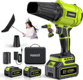 Souffleur de Feuilles sans Fil, 900 000 TR/Min, 2 Batteries, Chargeur et 2 Buses Incluses, pour Jardin, Terrasse, Voiture, Neige et Poussière, Vert