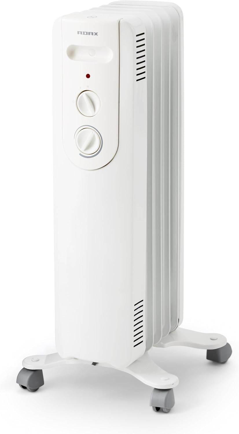 Adax Basic NOVA 10, Radiateur à bain d'huile 1000W, Chauffage électrique d'appoint à thermostat réglable, Radiateur électrique mobile, silencieux
