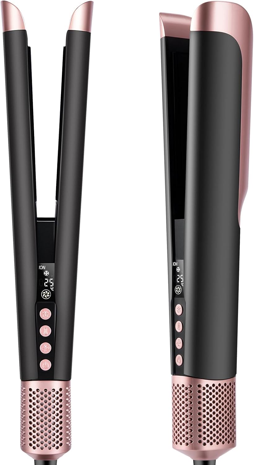 Air Lisseur et Sèche-Cheveux 2 En 1 - Utilisation à Sec et Humide Lisseur Cheveux, Pas de Plaque Chauffante, 110 000 tr/min Fer a Lisser