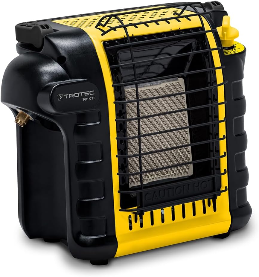 TROTEC Chauffage au gaz de camping TGH-C 2 E 2,6 kW Radiateur d'extérieur, 2 niveaux de chauffage, capteur ODS et protection anti-basculement