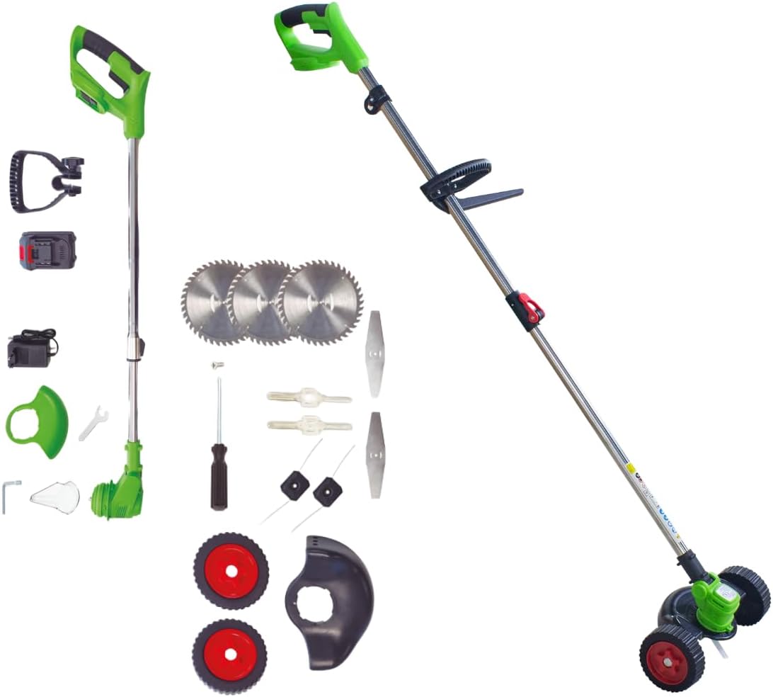 VENTEO - ROTORAZER 8en1 Tondeuse, Taille-Bordures, Coupe-Bordures sans Fil, Coupe Bordure Batterie Multifonction 3 Angles 3 Hauteurs Lames