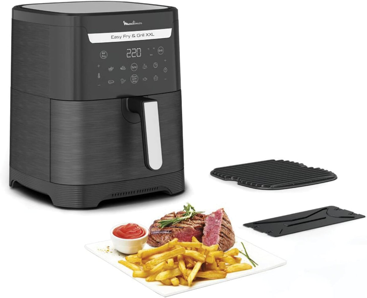 Moulinex Easy Fry & Grill XXL Friteuse sans huile + gril, Capacité 6,5 L, Jusqu'à 8 personnes, 8 programmes automatiques, Séparateur double cuisson