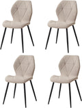 GrandCA HOME Lot de 4 Chaises de Salle à Manger, Chaises de Cuisine Nordiques, Chaises Rembourrées avec Pieds en Métal, Coussins en Tissu Losange