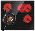 Plaque Vitrocéramique 4 Feux 60cm, 6700W, Encastrable, Plaque de Cuisson Électrique avec Zone Double, 4 Foyers Verre Noir avec Commandes Tactiles