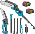 Mini TronçOnneuse 2 En 1 Avec Perche TéLescopique, Moteur Sans Balais 2600w, TronçOnneuse 8 Pouces, Lubrificateur Automatique Et 2 * 4000 Mah