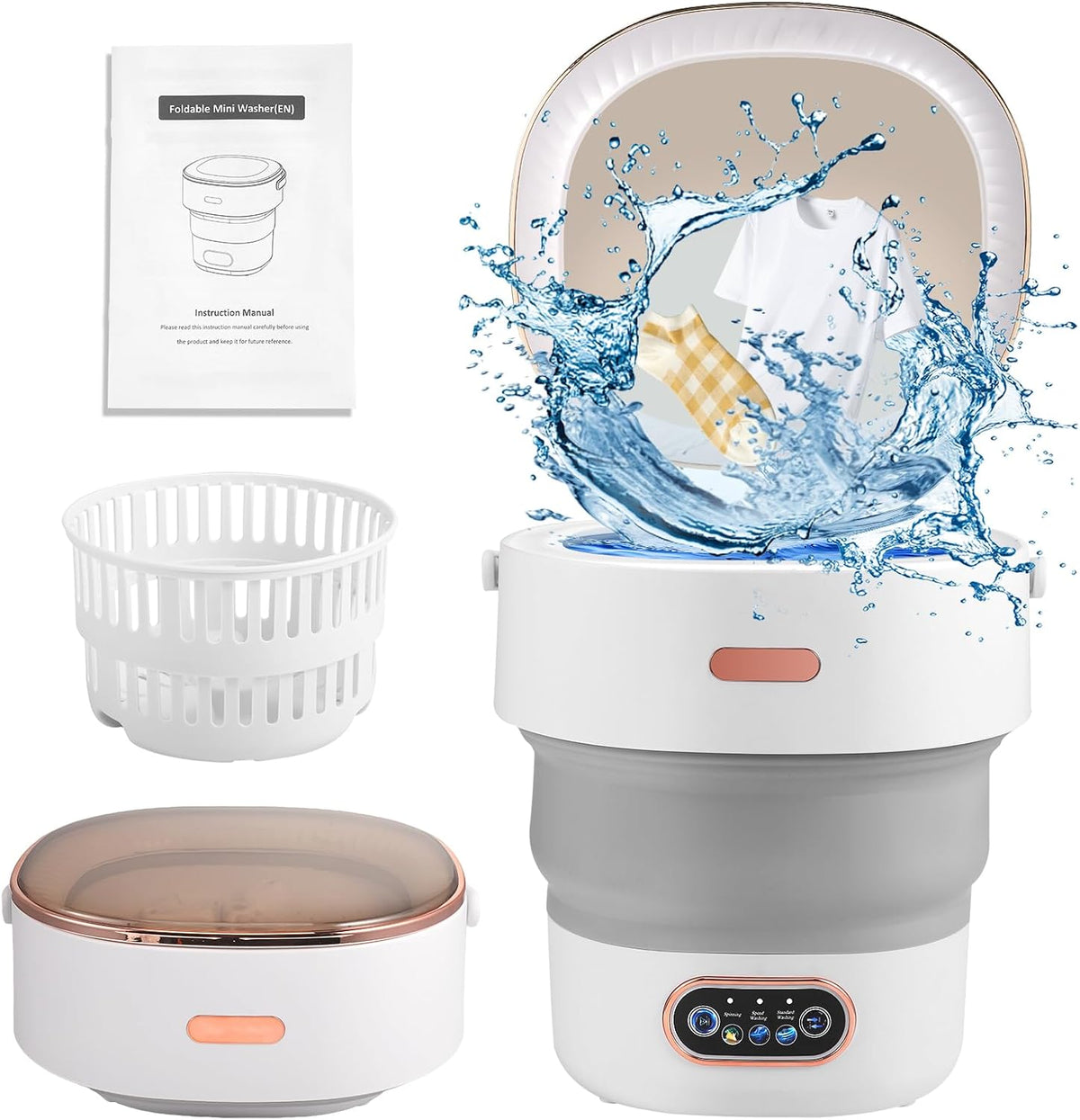 Mini Machine À Laver 13L, Machine À Laver Portable Avec Essoreuse, 3 Modes, Machine À Laver Mobile Avec Tuyau De Drainage
