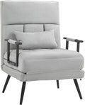 HOMCOM Canapé lit Convertible 1 Place Fauteuil de Salon 3 en 1 Dossier inclinable 5 Positions, accoudoirs et Coussin, Effet Velours, Gris