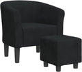 vidaXL Fauteuil Cabriolet avec Repose-Pied, Chaise avec Accoudoirs, Canapé avec Dossier, Siège Rembourré Salon Chambre, Noir Velours