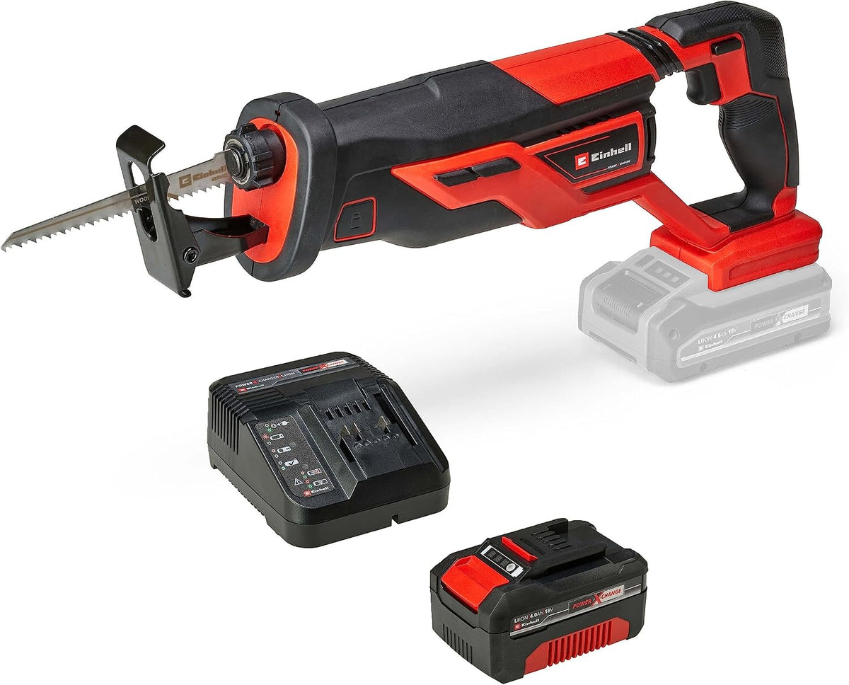 Einhell Scie sabre sans fil TE-AP 18/26 Li-Solo Power X-Change (Li-Ion, 18 V, hauteur de course 26 mm, profondeur de coupe 18 cm dans le bois