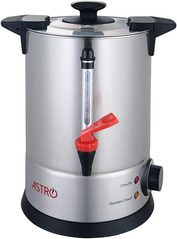 Astro - Distributeur d'eau Chaude 6 L, Boissons chaudes : infusions, thé, vin chaud..., Inox, Maintient en température, Robinet anti-gouttes
