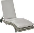 Outsunny Bain de Soleil transat Grand Confort - Dossier inclinable 5 Positions roulettes - Matelas déhoussable Inclus - résine tressée Grise