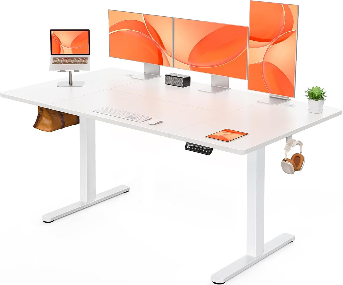 ErGear Bureau Assis Debout Electrique, Bureau Réglable en Hauteur Electrique 160 x 80 cm avec Panneau Intelligent à 4 Mémoires