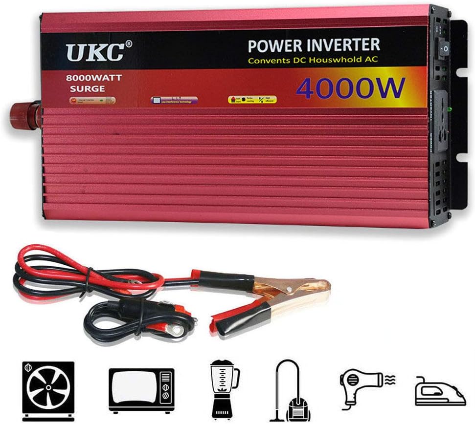 Onduleur 2500W/ 3000W/ 4000W, Convertisseur De Tension DC 12V / 24V à AC 220V / 230V Convertisseur, Transformateur De Tension, pour Voiture, Camping