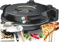 KESSER Four à pizza électrique jusqu'à 400 degrés, 1200 W, avec plaque en pierre ignifuge et minuterie de 32 cm de diamètre