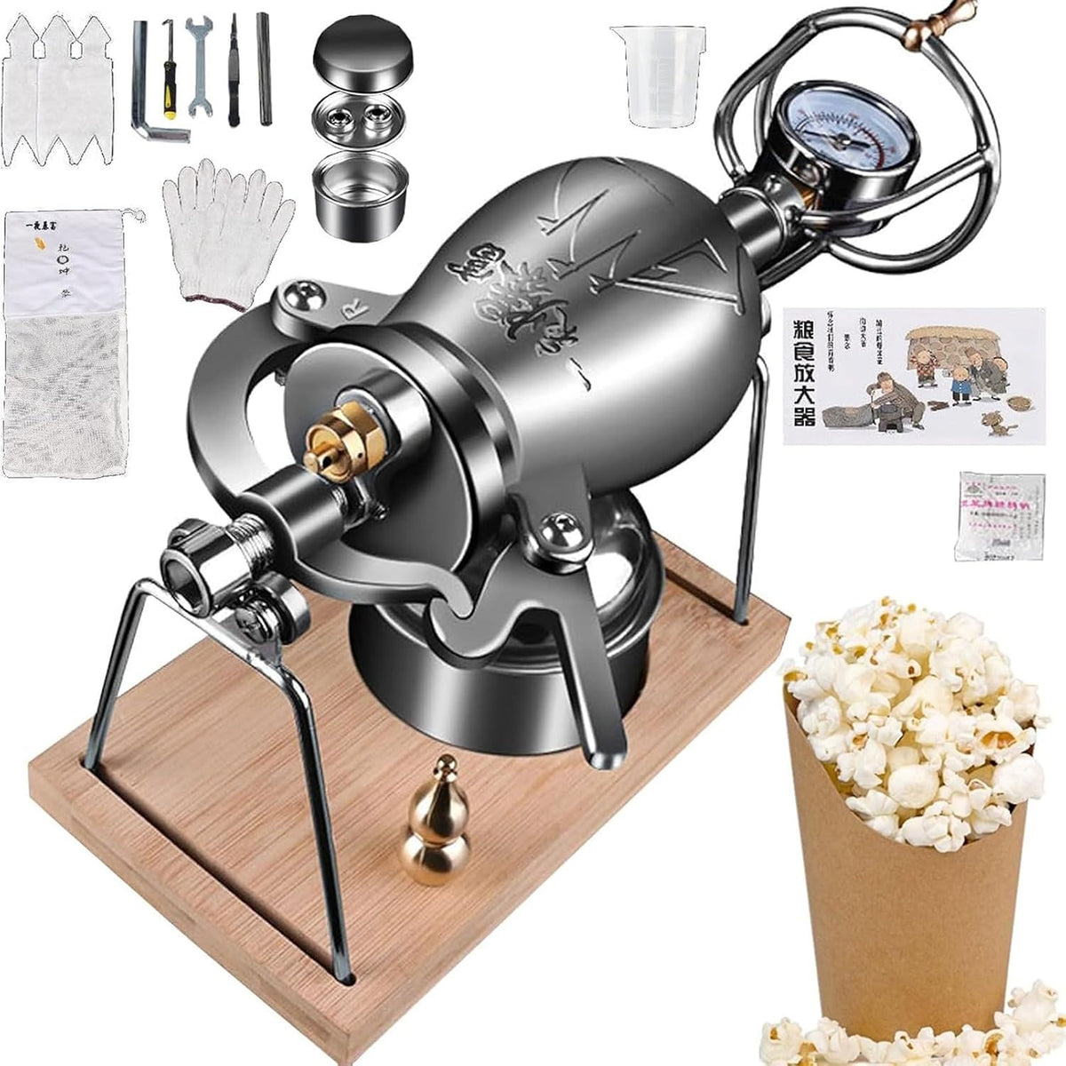 Machine à Riz soufflé, Canon à Pop-Corn Chinois, Machine à Pop-Corn Manuelle, Petite Machine à Pop-Corn pour cuisinière