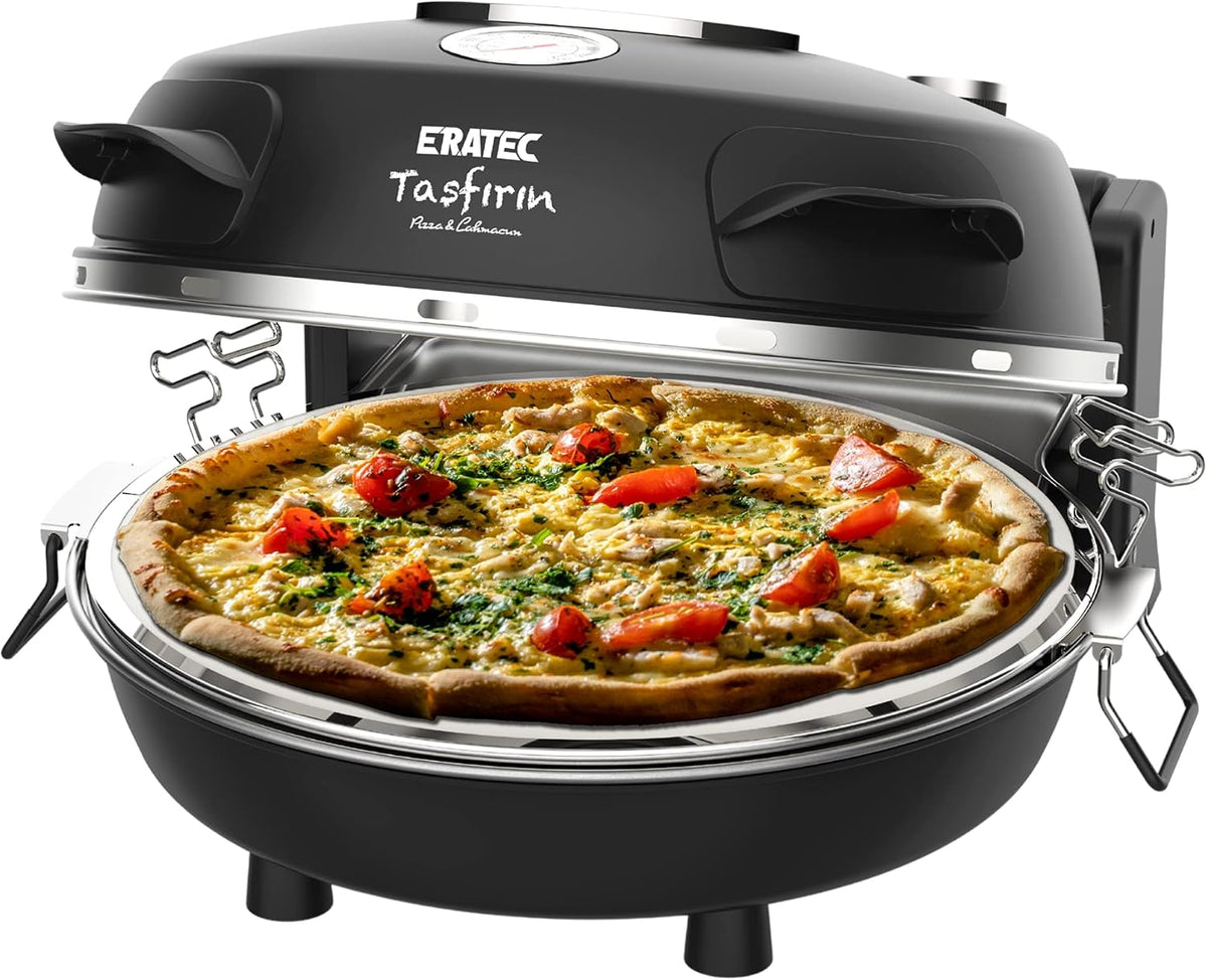 ERATEC Mini Four à Pizza Électrique PM-27: Appareil 400°C pour Pizza, Desserts et Plus Encore avec Pierres de Cuisson
