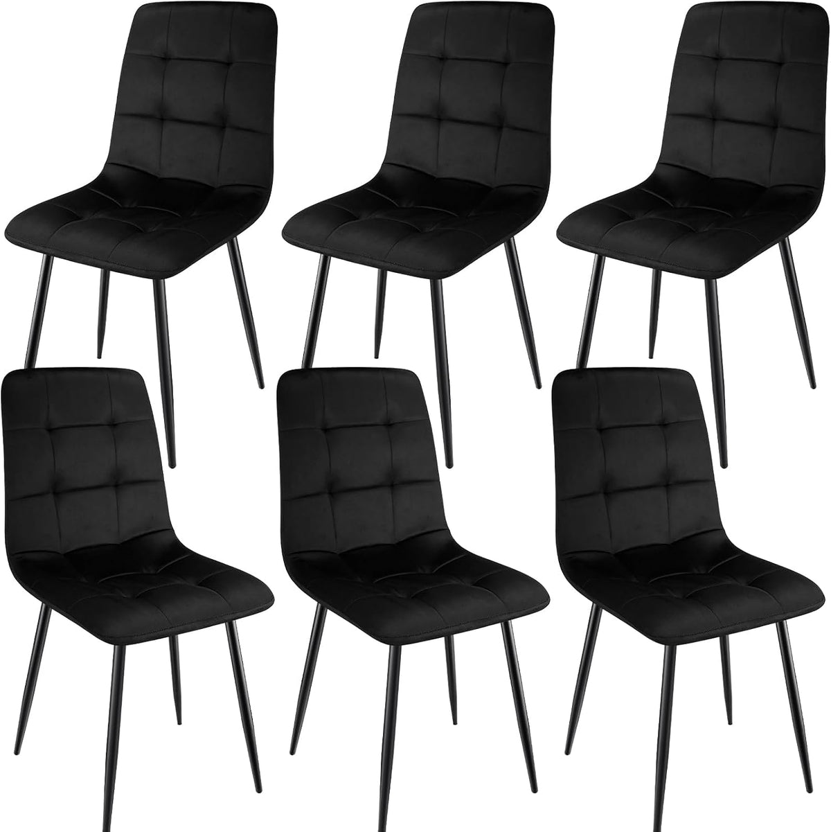 ANVOFONG Chaise de Salle à Manger Set of 6, Dutch Velvet Cushion Thickened Convient pour Salle à Manger, Cuisine, Noir.