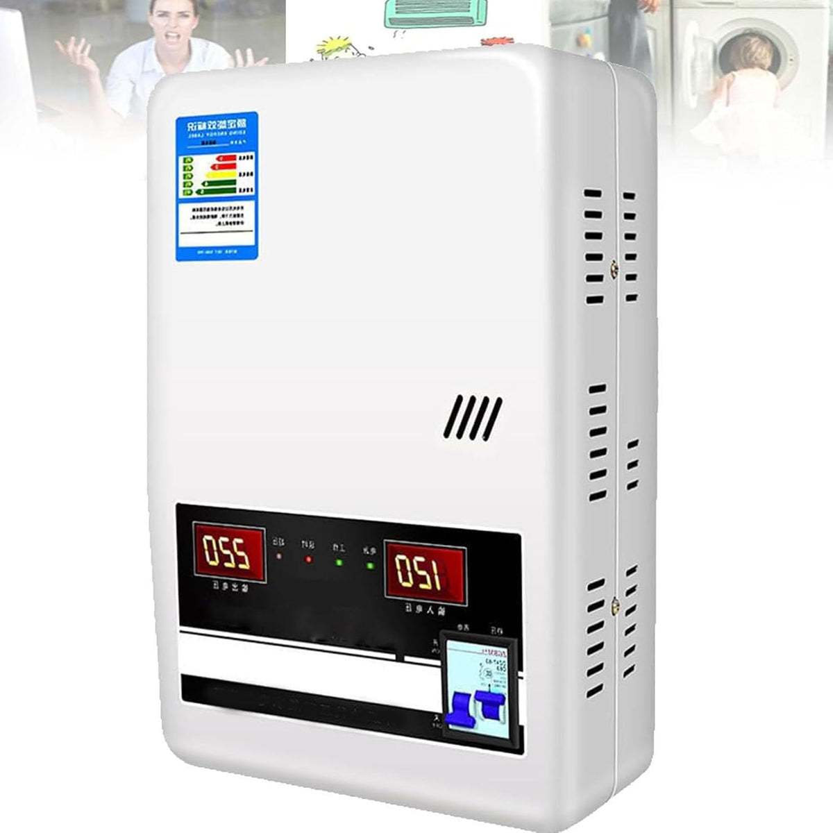 Stabilisateur de Tension Automatique 6800W/15000W/20000W Régulateur de Tension AC Simple Montage Mural ou à Plat 220V pour Petits appareils