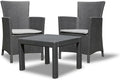 KETER Salon de jardin Keter Rosario 2 fauteuils et table, aspect rotin, graphite