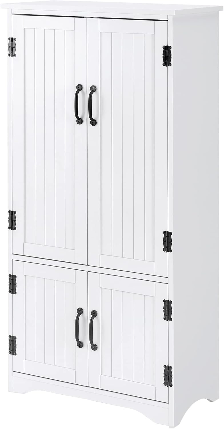 HOMCOM Buffet de Cuisine Armoire de Cuisine contemporaine Multi-rangements 2 placards 3 étagères MDF Panneaux Particules Blanc