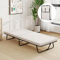 COSTWAY Lit Pliant 1 Personne 80x190 cm avec Matelas 7 cm, Lit d'Appoint Pliable Mousse à Mémoire de Forme, Structure Métallique à 4 roulettes
