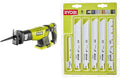 Ryobi Rrs 1801 M Scie Sabre sans Fil & 4892210119285 Blister 6 Lames Panachées Scie Sabre, Argent