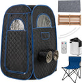 RELAX4LIFE Sauna à Vapeur Portable, Tente Sauna Portable Vapeur 3L, Température 9 Niveaux, Cadre INOX, Chaise Pliable, Trous pour Pieds