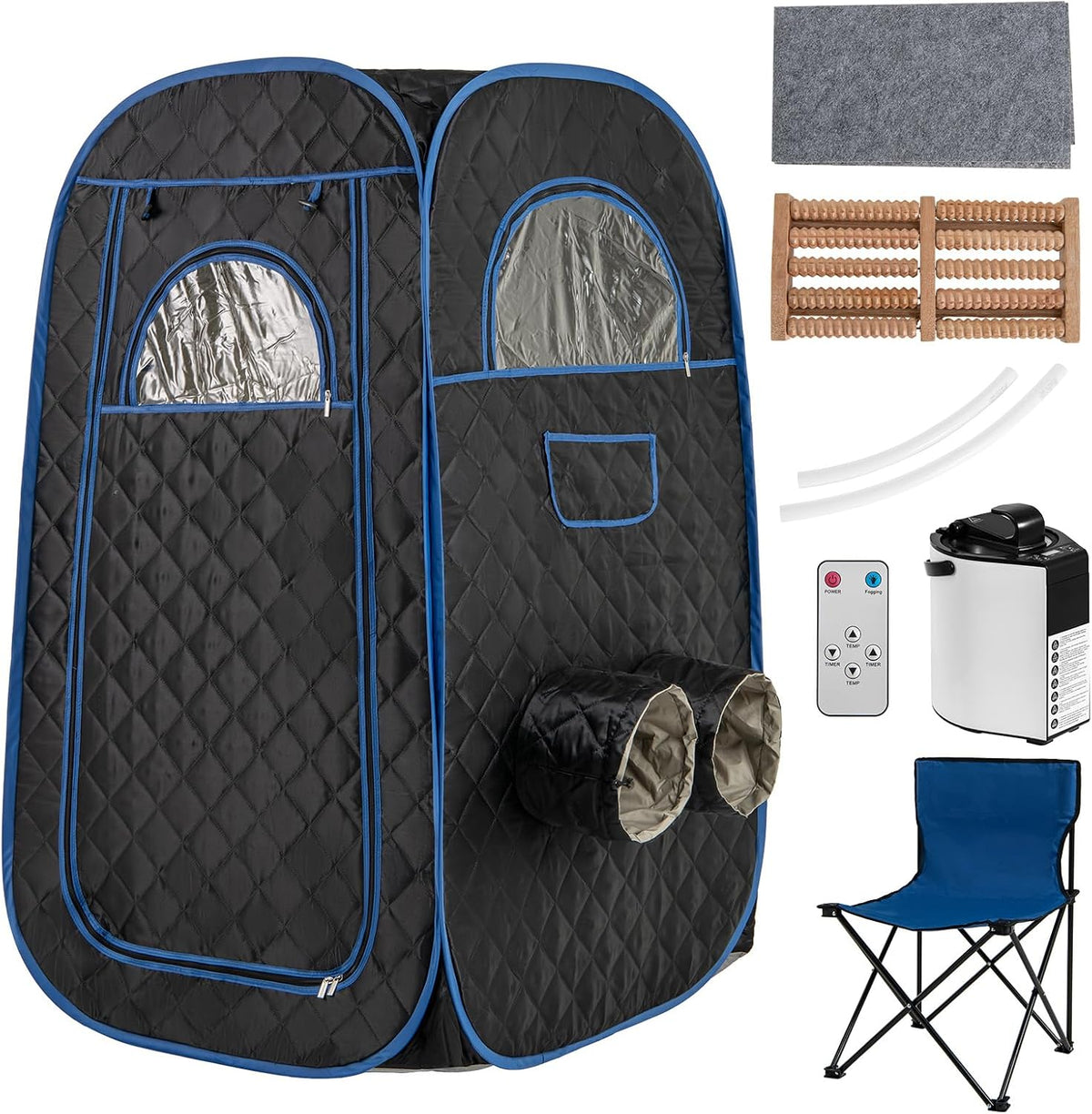 RELAX4LIFE Sauna à Vapeur Portable, Tente Sauna Portable Vapeur 3L, Température 9 Niveaux, Cadre INOX, Chaise Pliable, Trous pour Pieds