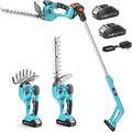 SEESII Brushless Telescopique Taille Haie: 4-en-1 Cisaille à Gazon 160mm & Taille Haies sans Fil 200mm, 2×2,0Ah Batteries
