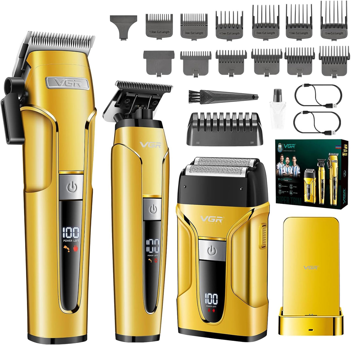 VGR 694 Tondeuse Cheveux Hommes Professionnel Kit Équipé Lames en Céramique