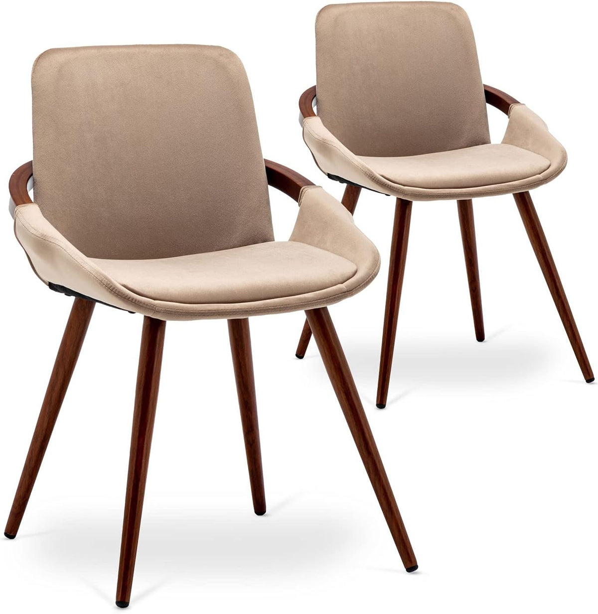 Menzzo Lot de 2 chaises scandinaves Kilembe Velours Taupe