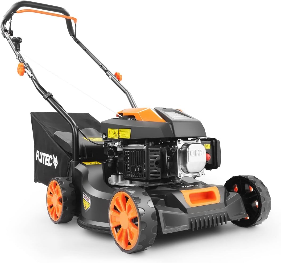 FUXTEC Tondeuse Thermique Poussée FX-RM4180 - Légère, Compacte, Maniable, Bon Rapport Qualité-Prix - Largeur de Coupe 40,6cm - bac de ramassage 45L