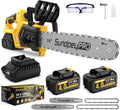 Tronçonneuse Sans Fil à Batterie, SundpeyPRO 12+16 Pouces Brushless Tronçonneuse éLectrique avec 2 x 4.0Ah Batterie, Débit D'huile Réglable
