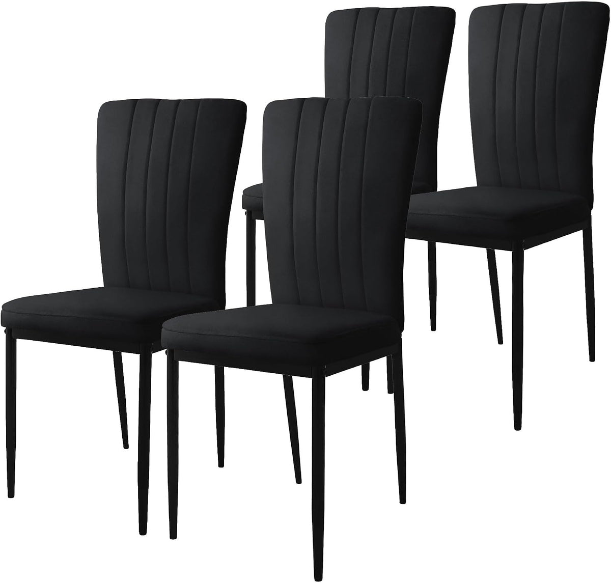 ML-Design Lot de 4 Chaises de Salle à Manger, Noir, en Velours Respirant et Doux, Fauteuil Design Moderne, Dossier Ergonomique