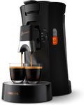 PHILIPS SENSEO Select cafetière à dosette, 2 tasses, Noire, Crema Plus, Fonction mémo, Intensity Plus, Réservoir 0,9L, Bec ajustable