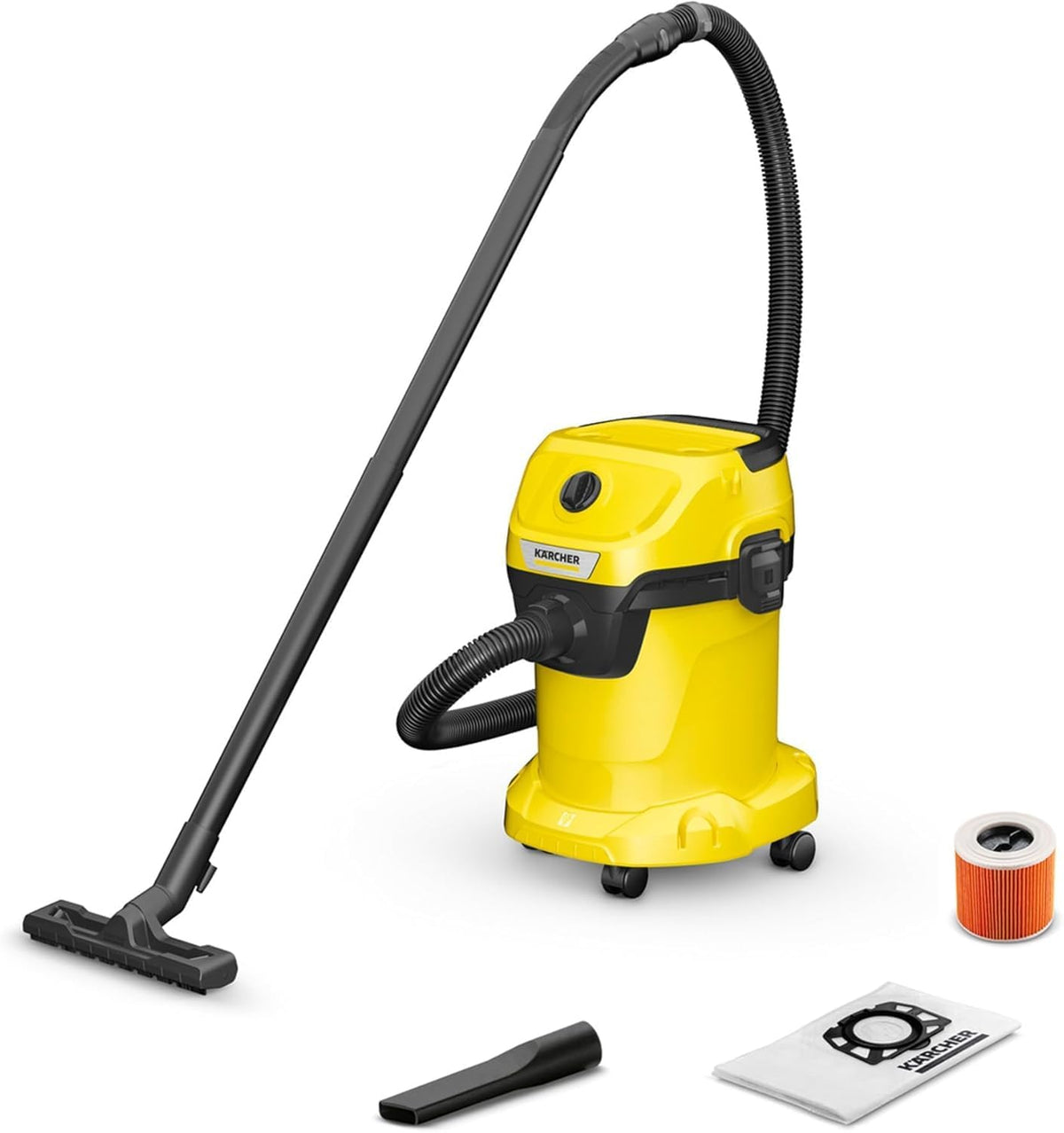 KÄRCHER Aspirateur Eau et Poussières WD 3 V-17/4/20, Soufflage, 1000W, Cuve 17L, Flexible 2m. Inclus : Filtre Cartouche, Sac Non-tissé
