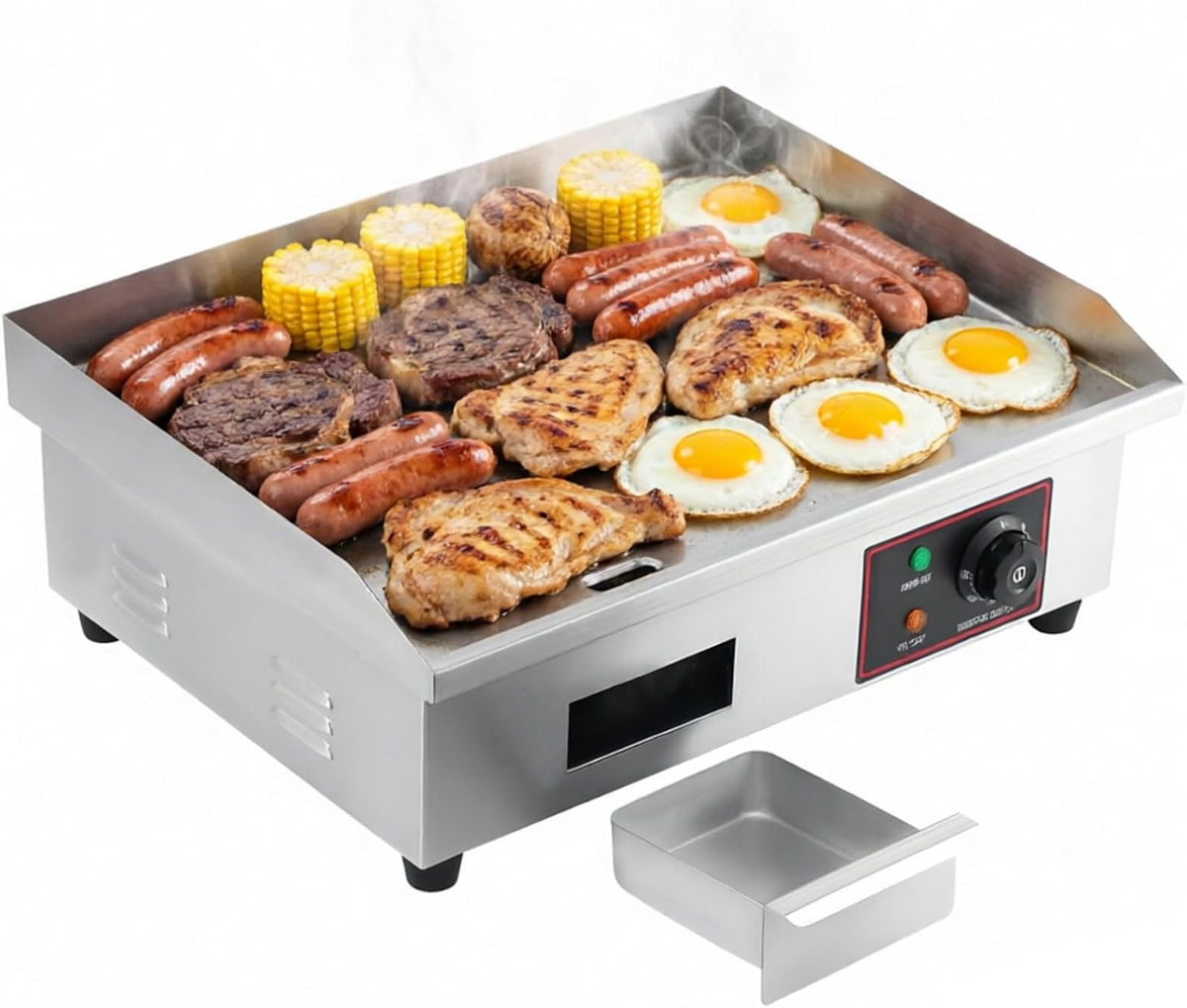 Plancha Électrique Professionnelle 3KW, Gril de Table Multifonction, Barbecue Intérieur en Acier Inoxydable & Fonte 8mm pour Cuisine