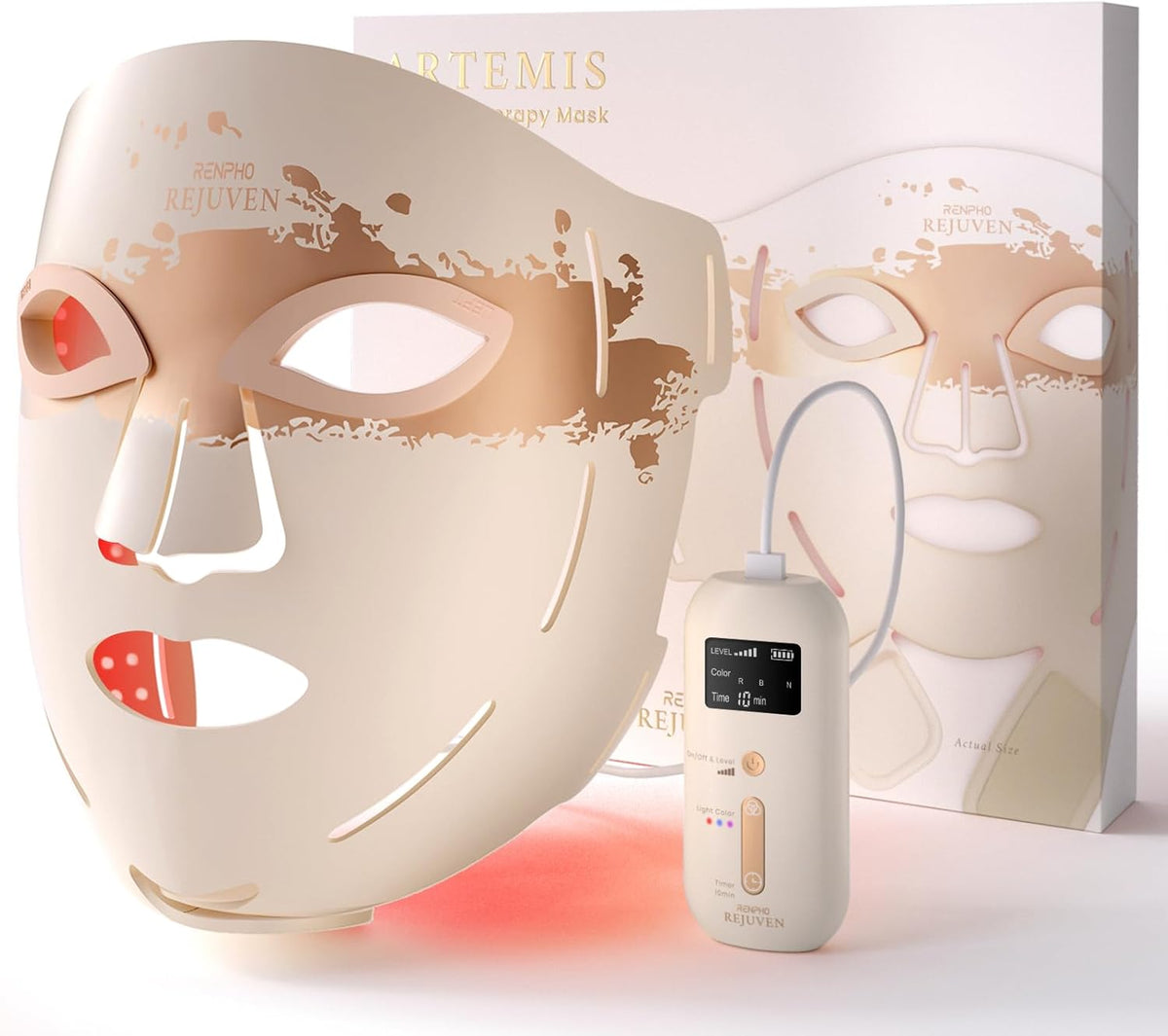 RENPHO Masque LED Visage, 324 LED, 630nm & 850nm Soins de la peau