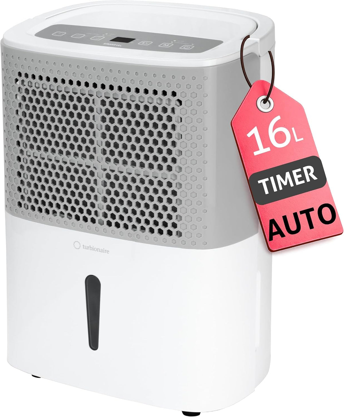 Déshumidificateur Compresseur Turbionaire SMART 16M, 16L/ 24h, Silencieux, Minuterie, Pour pièces jusqu'à 30 m², Séchage du Linge, Drainage Continu
