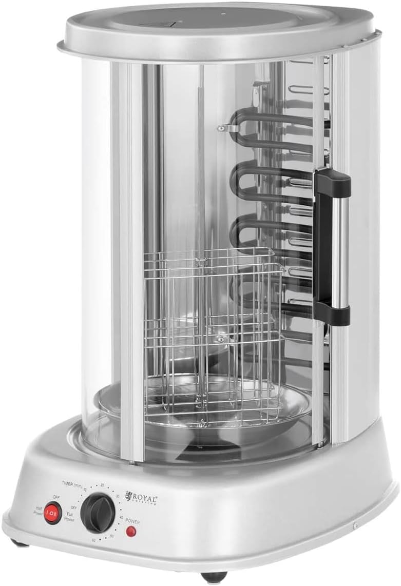 Royal Catering Rôtissoire Verticale Machine À Kébab Poulet Électrique Appareil Mini Machine Grill Rotatif RCGV-1800 (4-en-1, 1 800 W, 160 °C max.