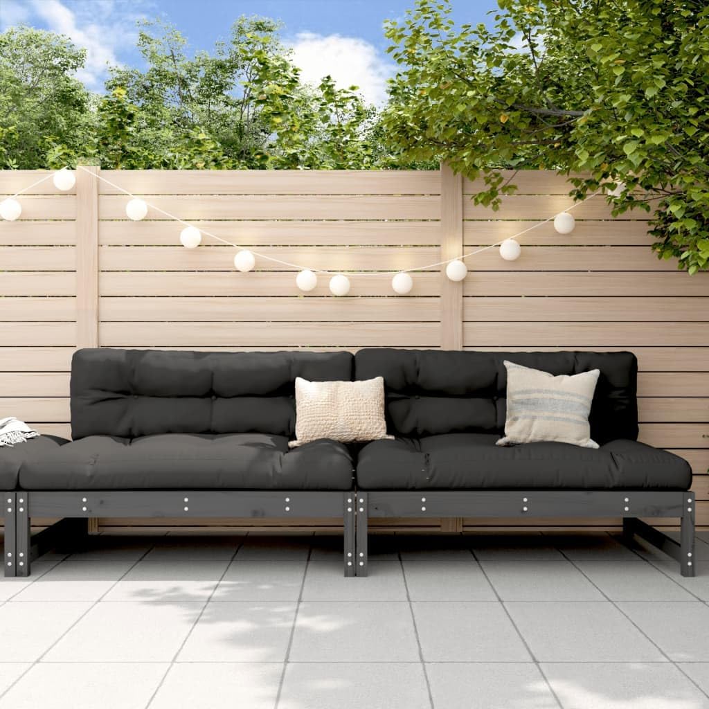 Solivagant Canapés centraux de Jardin 2 pcs Gris 120x80 cm Bois pin Massif, (30 KG)