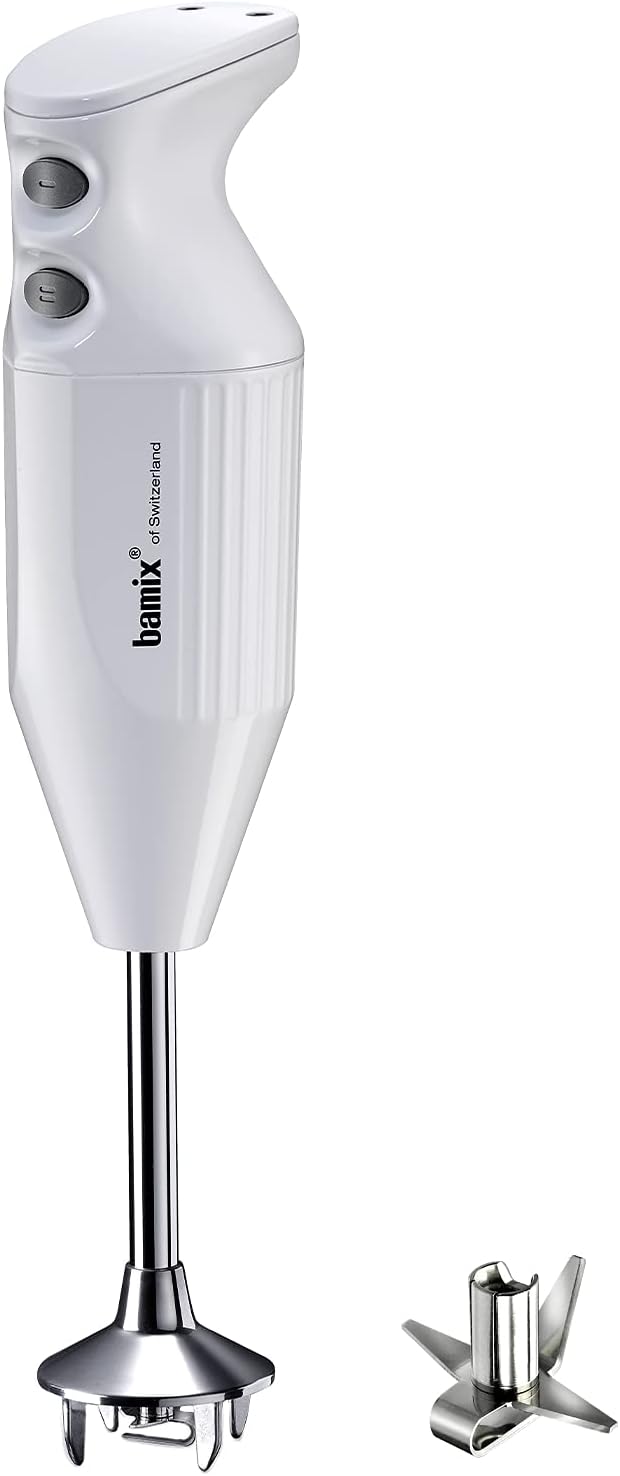 bamix Set avec mixeur plongeant M160 ONE avec couteau étoile en inox, 160 W, 2 vitesses, Fabriqué en Suisse, Blanc