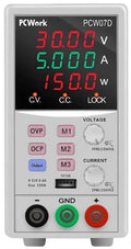 PCWork PCW07D Bloc d'alimentation de laboratoire réglable 0-50 V CC 6 A USB Fonction mémoire