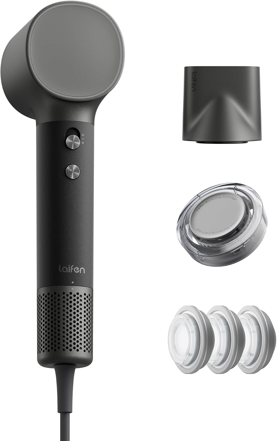 Laifen Neo Sèche Cheveux, 200M Ions Négatifs, 2 Embouts Magnétiques, Noir