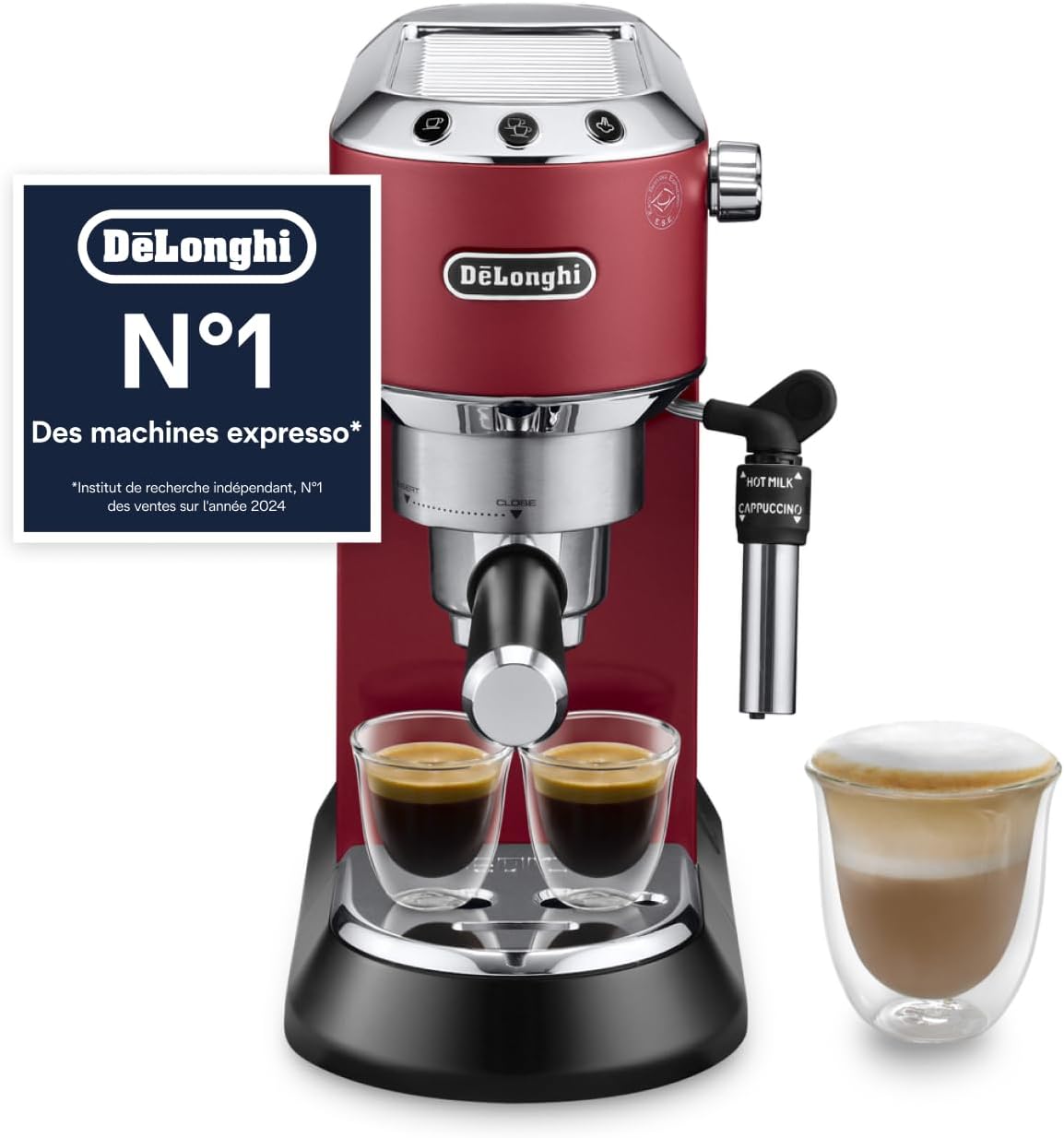 De'Longhi Dedica Style - Machine à Espresso Manuelle Mousseur à Lait Manuel, Machine à Café Compacte, Expresso et Cappuccino