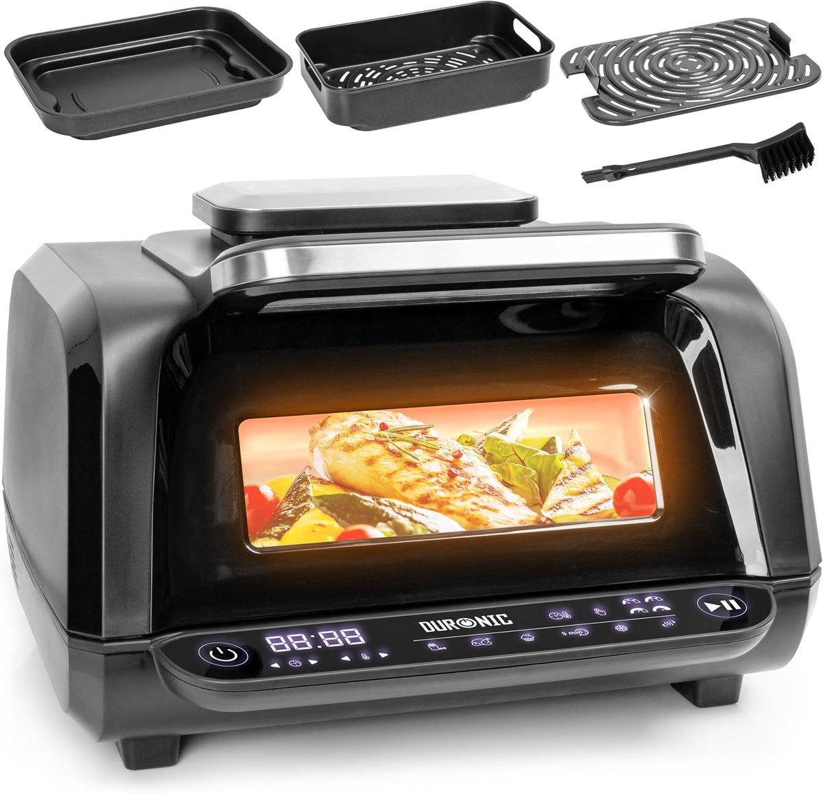 Duronic FG19 Airfryer grill 1900W Friteuse à air chaud électrique, Air fryer avec plats et grilles incluses pour cuisson rôtir pizza gril griller