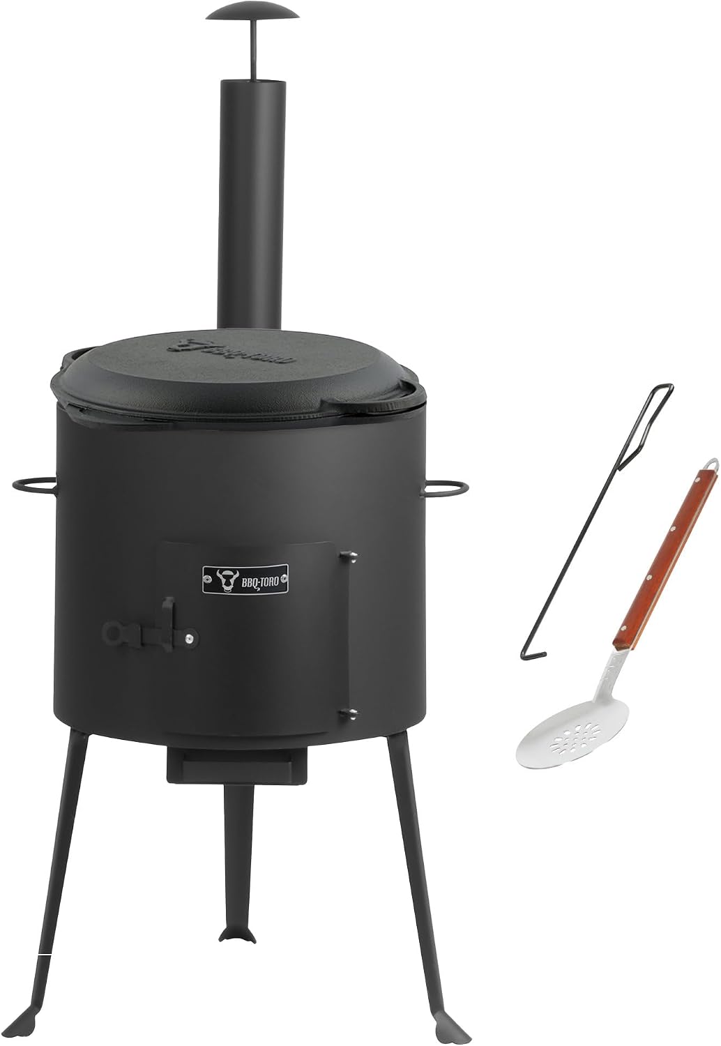 BBQ-Toro Fonte Kazan avec four Kazan Ø 34 cm, Marmite en fonte de 12,1 l avec couvercle, marmite en fonte, Chaudron à goulasch, chaudière à feu