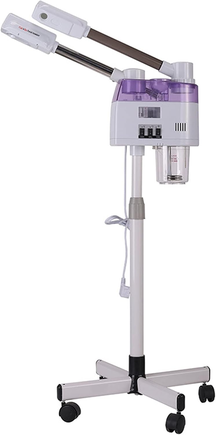2 en 1 Vaporisateur d'Ozone Double Tube de Pulvérisation à Chaud et à Froid Vapozon Facial Sauna Steamer, Nettoyage en Profondeur