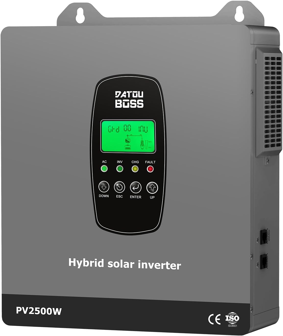 DATOUBOSS Onduleur Solaire Hybride 1800W 12V à Onde sinusoïdale Pure, Conversion 12V DC en 220V/230V AC avec régulateur Solaire MPPT